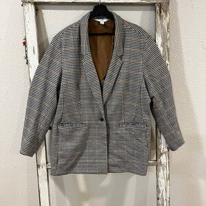 Old Navy Women's Checkered Blazer - Black, White, and Brown